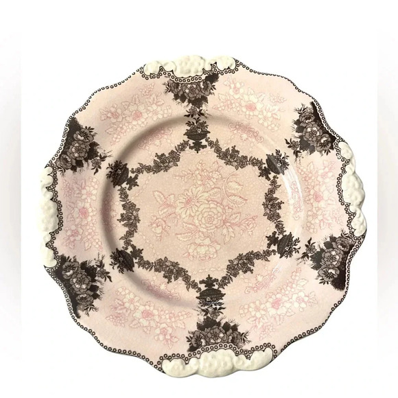 ANTHROPOLOGIE Etruscan Festoon Salad Plate 9” Pink Set of 4 Shabby Chic - Picture 2 of 5